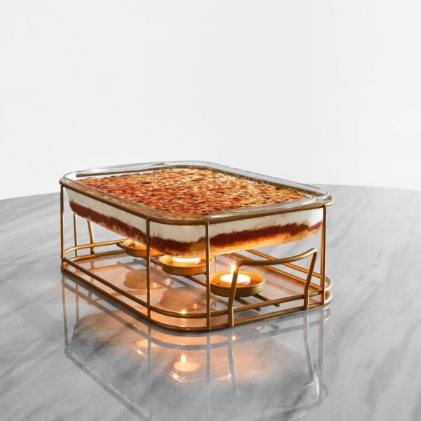 Tablita Stand with Pyrex and candles